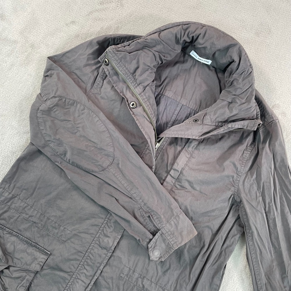 James Perse Yosemite Hooded Parka Utility Jacket Women 2 Gray Zip Up Fish Tail